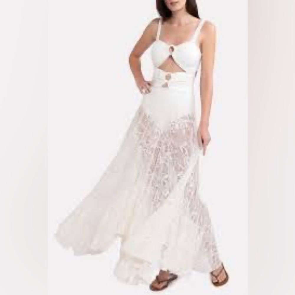 Akira It’s Up Panty Lined Lace Maxi Dress - Black (Size Large)